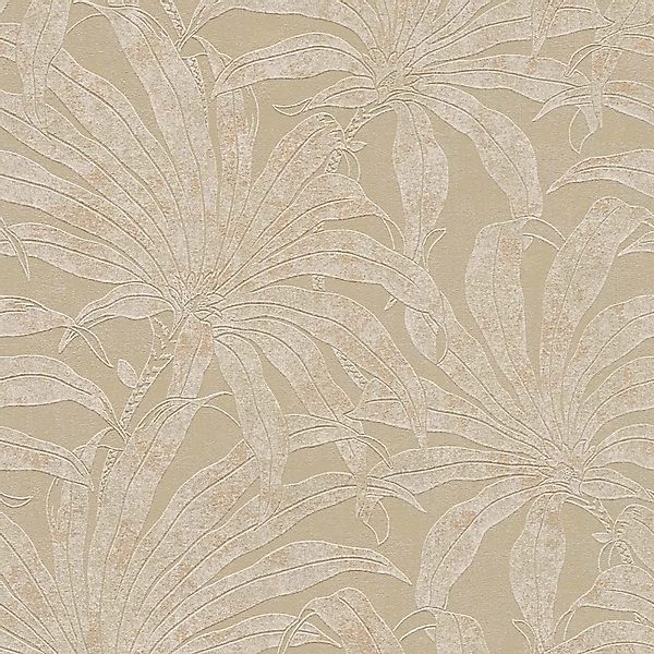 Bricoflor Metallic Tapete mit Palmenblättern Elegante Tapete für Wohnzimmer günstig online kaufen