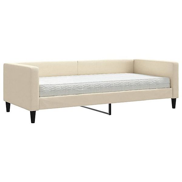 vidaXL Gästebett Gästebett Tagesbett mit Matratze Creme 90x200 cm Stoff Bet günstig online kaufen