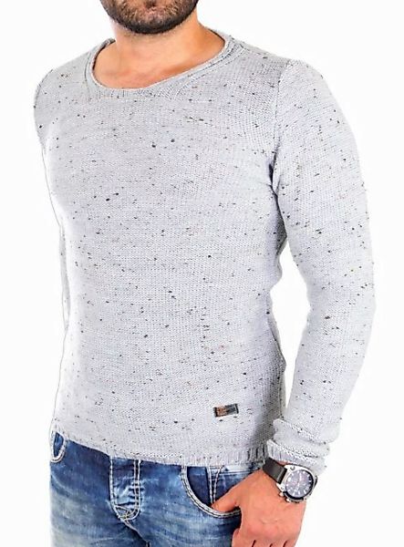 Reslad Strickpullover Reslad Strickpullover Herren Crewneck melierter Pullo günstig online kaufen