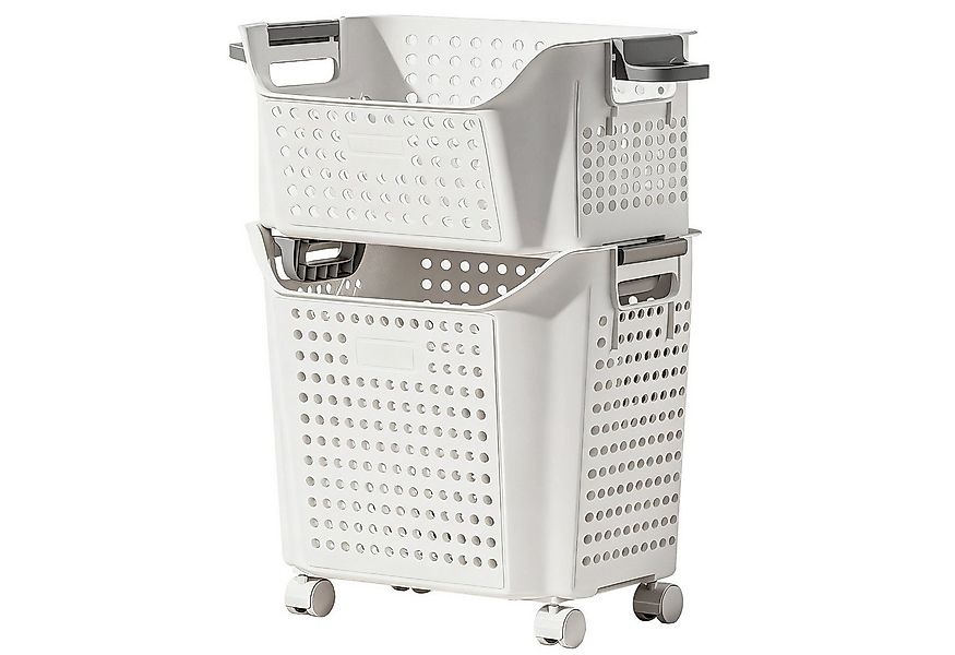 Yorbay Wäschekorb Wäschewagen mit Rollen (2 St., 2 stapelbare PP-Körbe), Pr günstig online kaufen