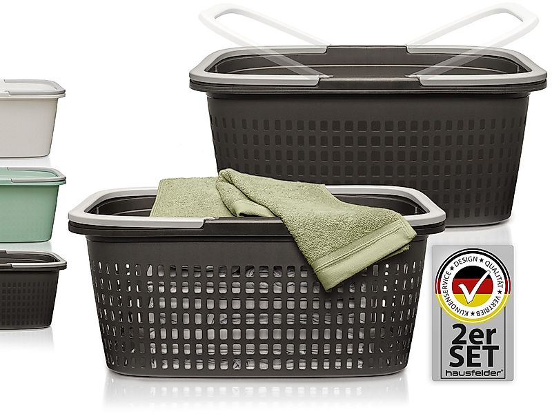 Hausfelder Wäschekorb Wäschewanne 58x37x25cm (Anthrazit-Schwarz, 1 günstig online kaufen