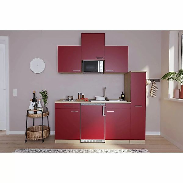 Respekta Küchenzeile KB180ESRMIC 180 cm Rot-Eiche Sägeräu Nachbildung günstig online kaufen