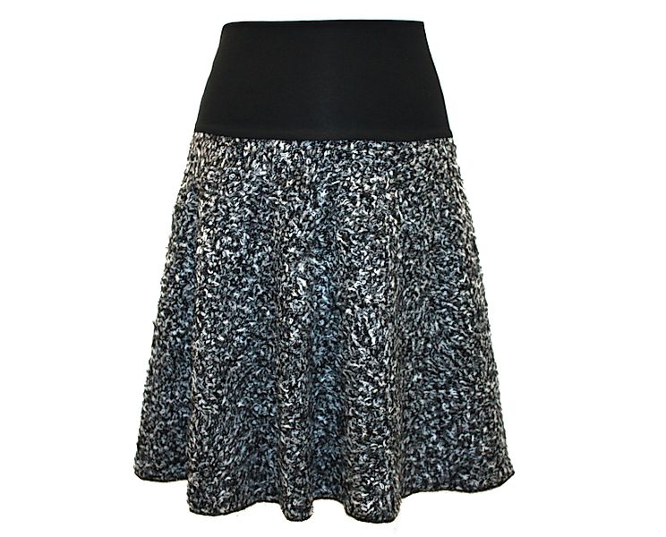 dunkle design Strickrock A-Linie Boucle Schwarz günstig online kaufen