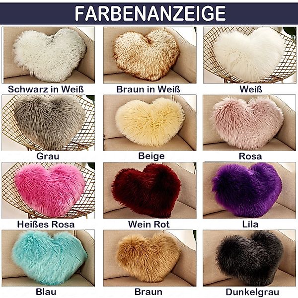 BTTO Kissenbezug Kissenbezug 1/2St.Herzform 40X50cm Hochfloriges günstig online kaufen
