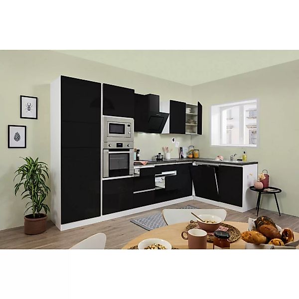 Respekta Küchenblock Premium schwarz hochglänzend B/H/T: ca. 345x220,5x172 günstig online kaufen