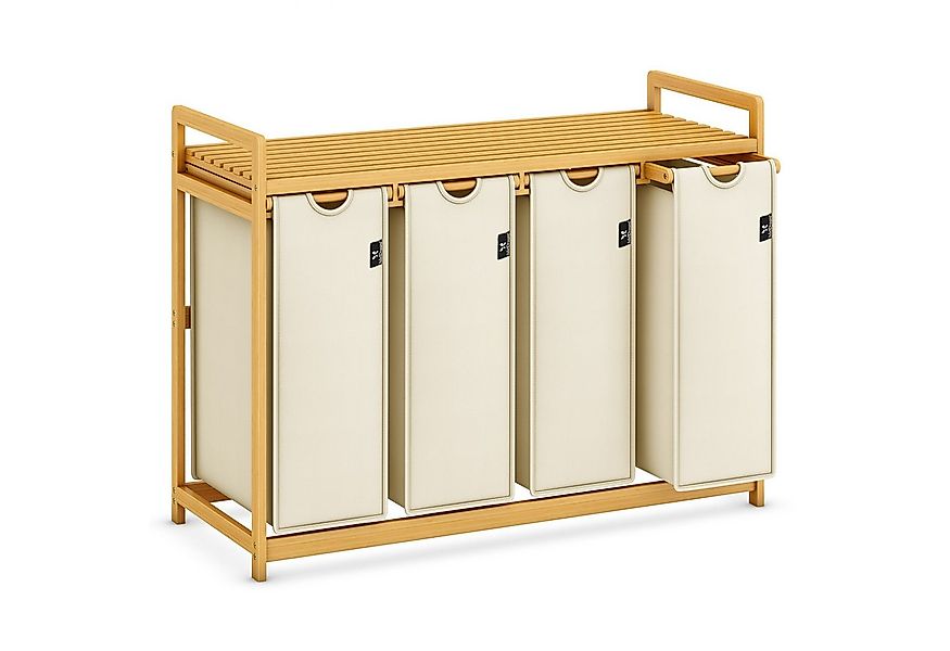 AdelDream Wäschekorb mit Bambusrahmen,200 l, 4 Fächer,Wäschesortierer günstig online kaufen