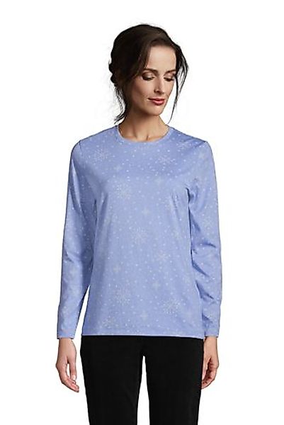 Supima-Shirt, Langarm in Petite-Größe, Damen, Größe: M Petite, Blau, Baumwo günstig online kaufen