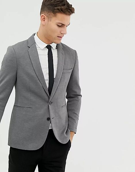Burton Menswear – Grauer Pikee-Blazer günstig online kaufen