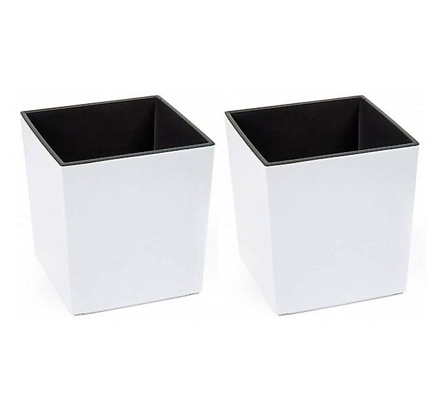 Kreher Pflanzkübel 2 x Pflanzkübel in hochglanz Weiß mit Einsatz 40x40x41 c günstig online kaufen