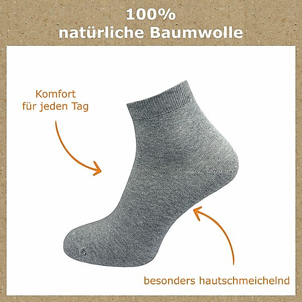 GAWILO Kurzsocken aus 100% reiner Baumwolle - Quartersocken für Herren (10- günstig online kaufen