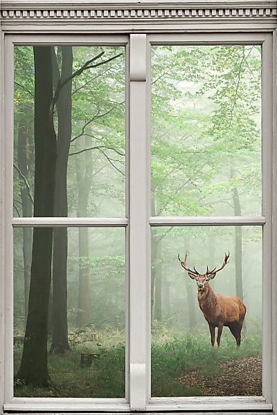 queence Wandsticker "Hirsch", Wandsticker, Wandbild, selbstklebend, 3D, Fen günstig online kaufen