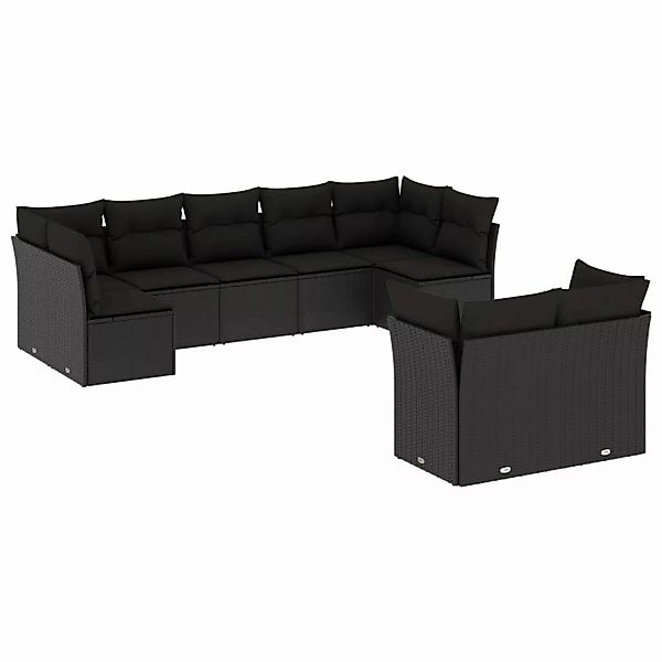 vidaXL 9-tlg Garten-Sofagarnitur mit Kissen Schwarz Poly Rattan Modell 25 günstig online kaufen