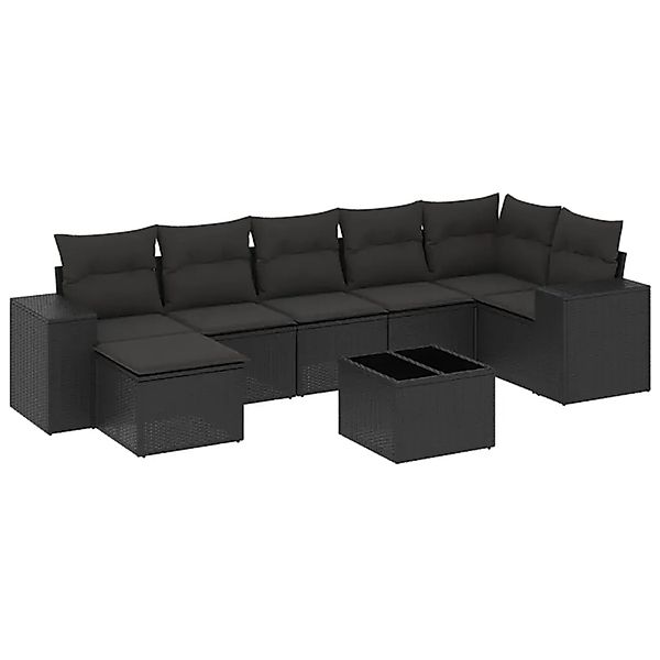 vidaXL 8-Tlg Garten-Sofagarnitur mit Kissen Schwarz Poly Rattan 3255222 günstig online kaufen