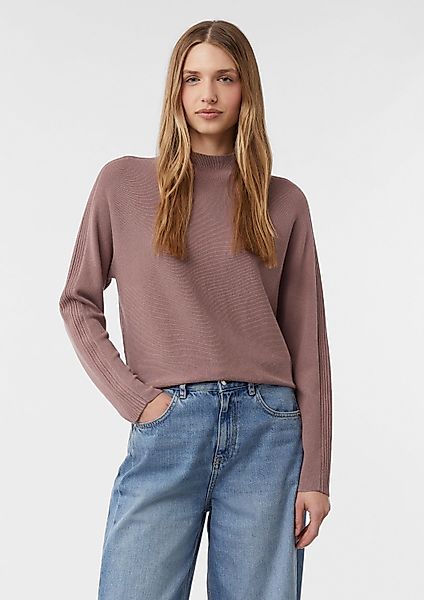 comma Longpullover Strickpullover Viskosestretch-Pullover mit Rippdetails günstig online kaufen