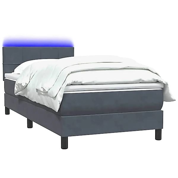 vidaXL Boxspringbett mit Matratze & LED Dunkelgrau 90x210 cm Samt 3316864 günstig online kaufen