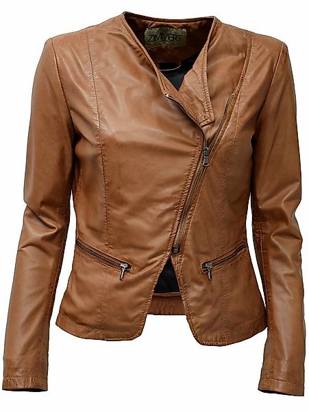 Zimmert Leather Lederjacke Minni weiches, washed Lammnappa Leder, Kragenlos günstig online kaufen