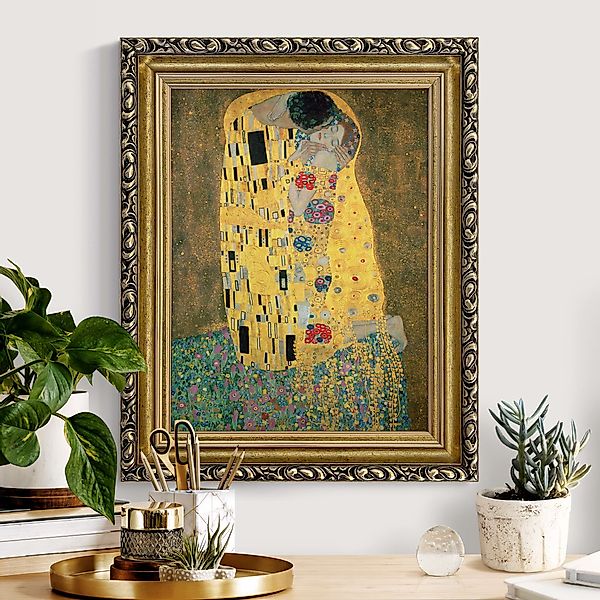 Gerahmtes Leinwandbild Gustav Klimt - Der Kuß günstig online kaufen