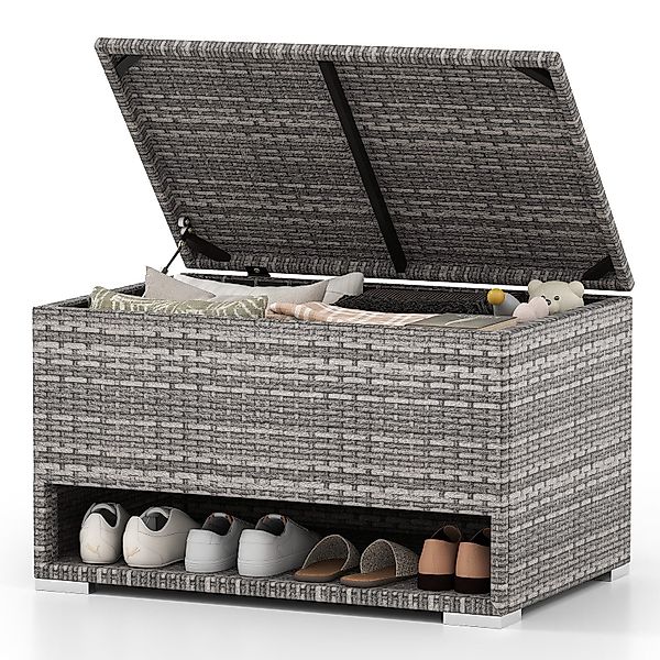 COSTWAY Auflagenbox, Gartenbox wetterfest mit Schuhregal günstig online kaufen