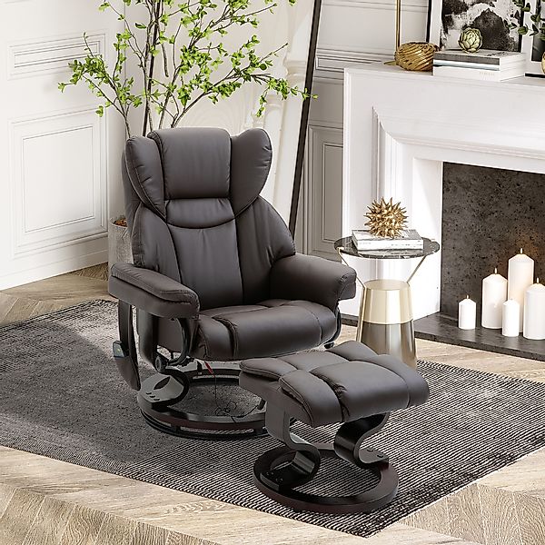 HOMCOM Relaxsessel Massagesessel mit Fußhocker und Liegefunktion, Kunstlede günstig online kaufen