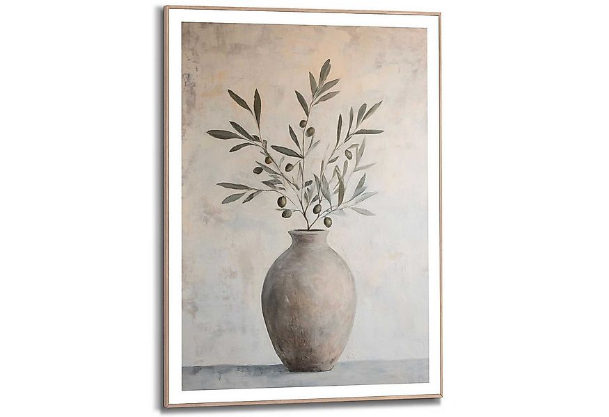 Reinders! Poster Oliven auf Vase, Wohnzimmer - Grün - MDF - Abstrakt - 50x7 günstig online kaufen
