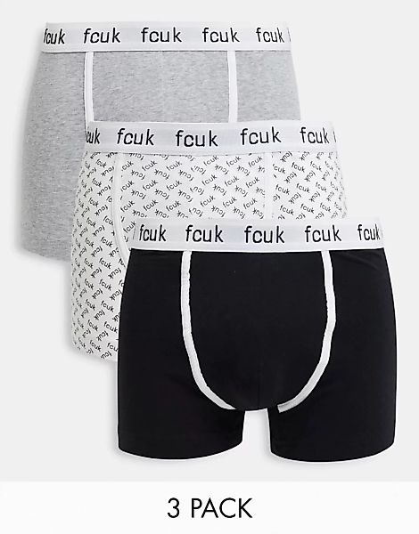 French Connection – Bedruckte Unterhosen in mehreren Farben im 3er-Pack-Meh günstig online kaufen