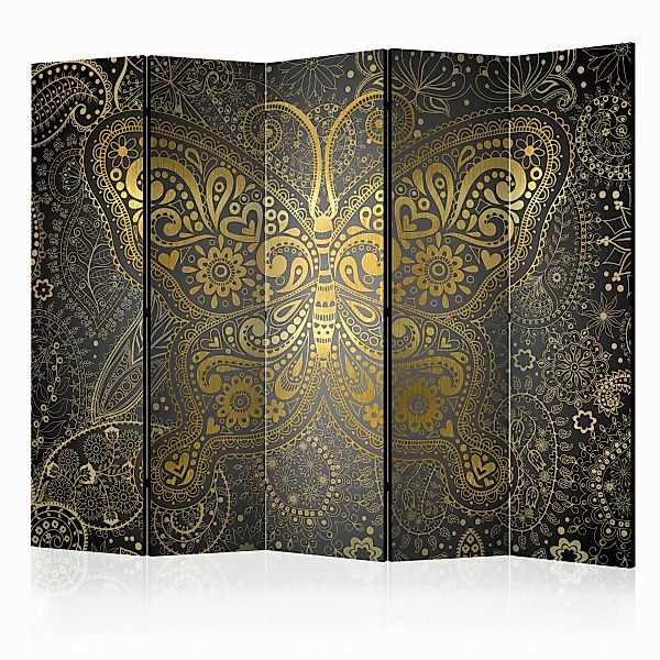 5-teiliges Paravent - Golden Butterfly Ii [room Dividers] günstig online kaufen