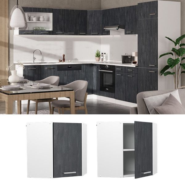 Vicco Eckhängeschrank R-Line, Schwarz Beton/Weiß, 57 günstig online kaufen