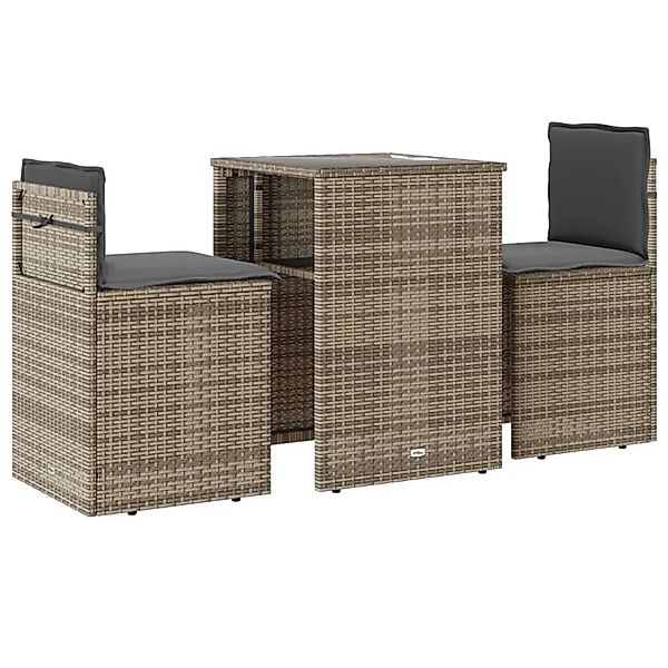 vidaXL 3-tlg Bistro-Set mit Kissen Beige Poly Rattan Modell 18 günstig online kaufen