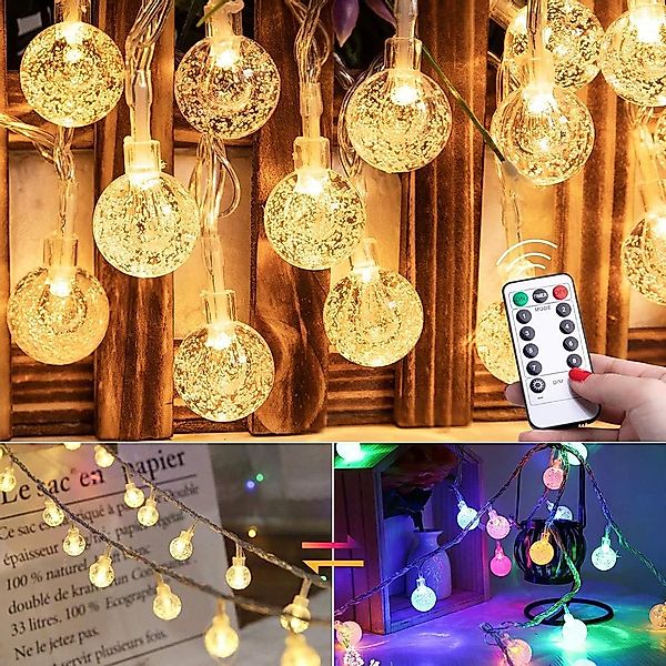 Rosnek LED-Lichterkette LED Kugel Weihnachtsbeleuchtung Lichterkette günstig online kaufen