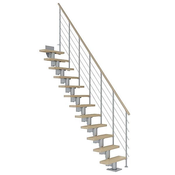 Dolle Mittelholmtreppe Dublin Ahorn Perlgrau GH bis 315 cm Gerade 65 cm günstig online kaufen