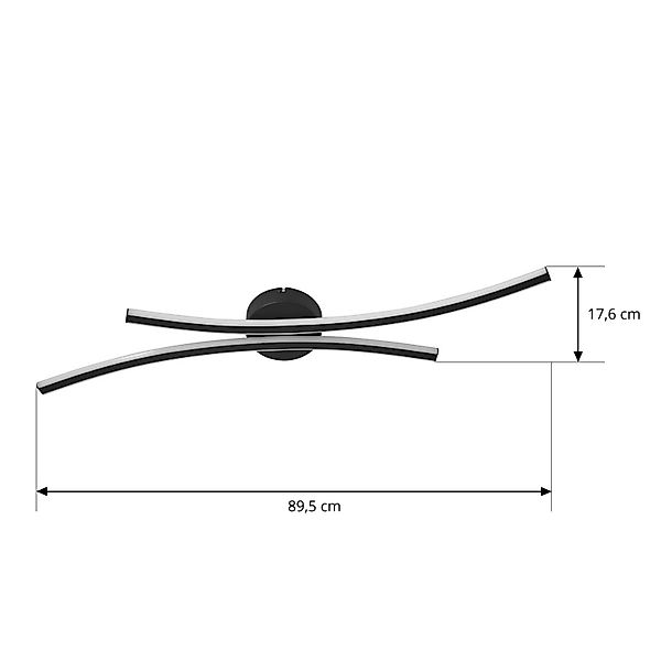 Lindby LED-Deckenleuchte Ravion, 90 cm, schwarz, 3.000 K günstig online kaufen