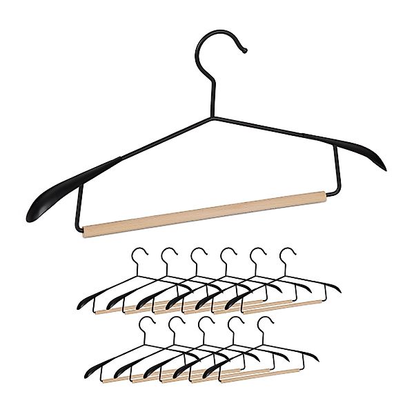 relaxdays Kleiderbügel Holz & Metall 12er günstig online kaufen