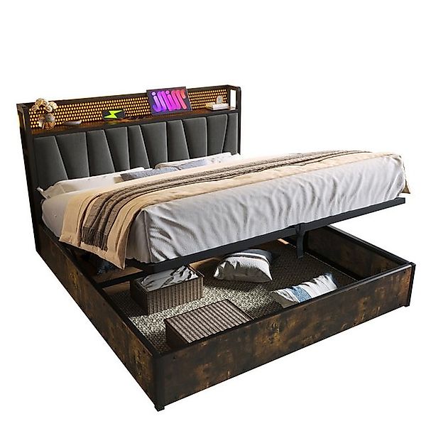 Gotagee Polsterbett Doppelbett Metallbett Multifunktionsbett flaches Bett J günstig online kaufen