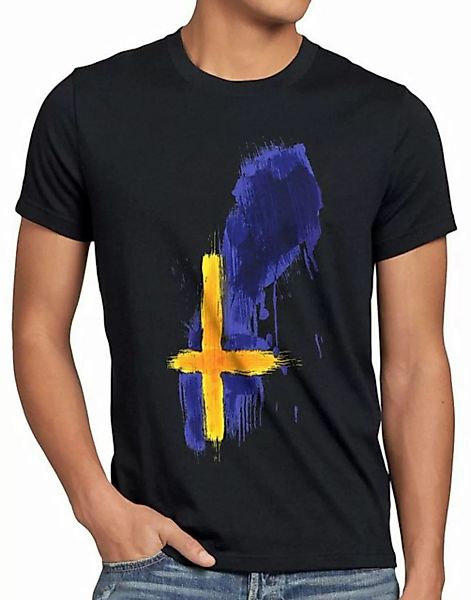 style3 Print-Shirt Herren T-Shirt Flagge Schweden Fußball Sport Sweden WM E günstig online kaufen