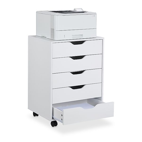 relaxdays Rollcontainer mit Schublade, Weiß günstig online kaufen