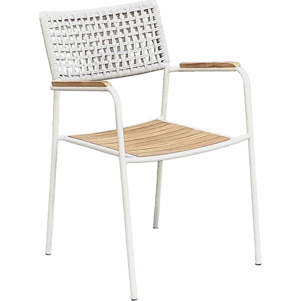 Garden Pleasure Stapelstuhl Carmel Stahl mit Armlehnen Braun-Weiß 4er Set günstig online kaufen