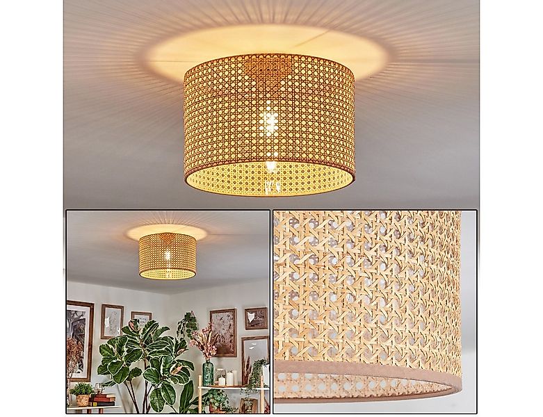 hofstein Deckenleuchte Deckenlampe aus Metall/Wienergeflecht/Stoff, Schwarz günstig online kaufen