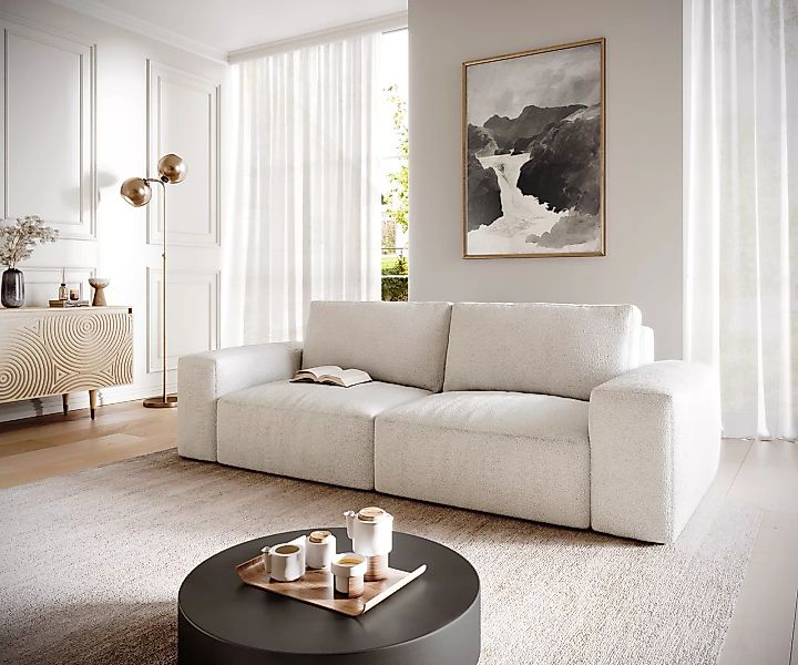 Big-Sofa Lanzo L 260x110 cm Bouclé Creme-Weiß günstig online kaufen