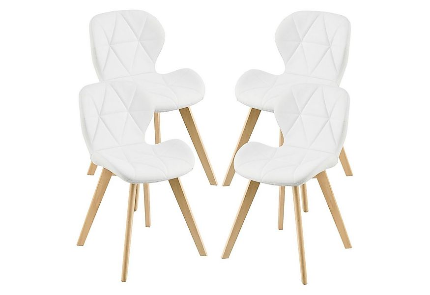 en.casa Esszimmerstuhl, »Älmhult« 4er Set Stuhl 78x47x52 cm Kunstleder Weiß günstig online kaufen