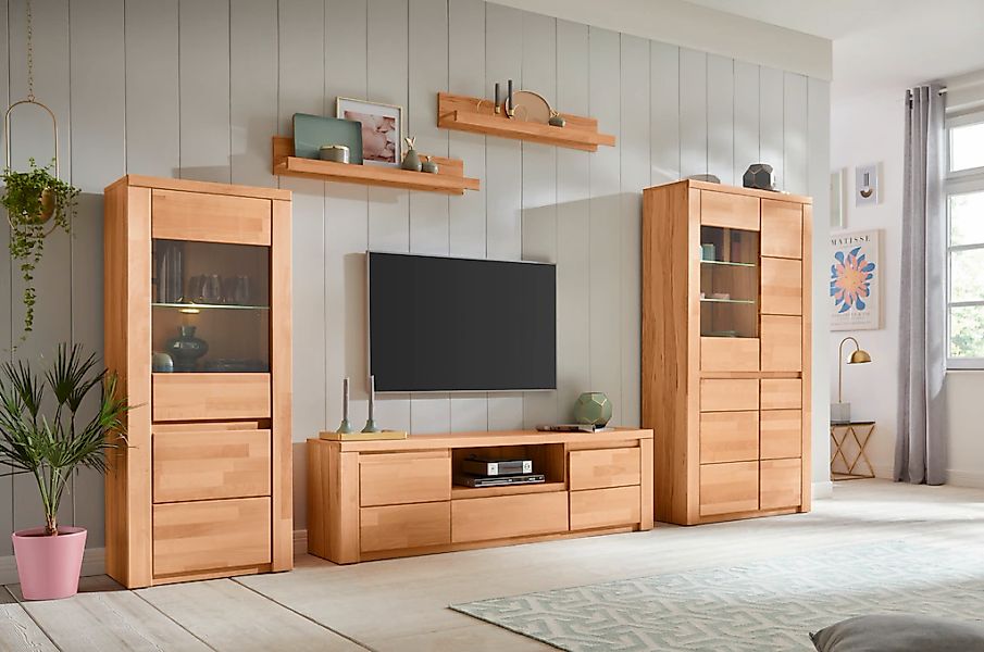 Home affaire Wohnwand "Burani" Set, 4 Stk. tlg. teilmassives Holz günstig online kaufen
