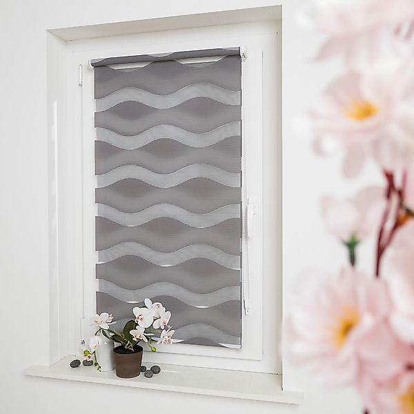 GARESA Doppelrollo "Welle" Lichtschutz ohne Bohren freihängend dekorativ, s günstig online kaufen