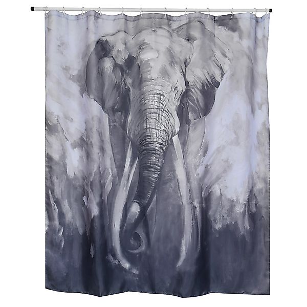 Spirella Duschvorhang Elephant 180 cm x 200 cm Grau-Blau günstig online kaufen