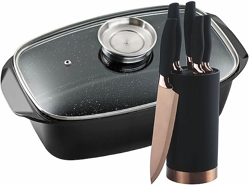 KING Bräter »5 Liter« Aluminiumguss Set, 5 Küchenmesser inklusive Messerblo günstig online kaufen