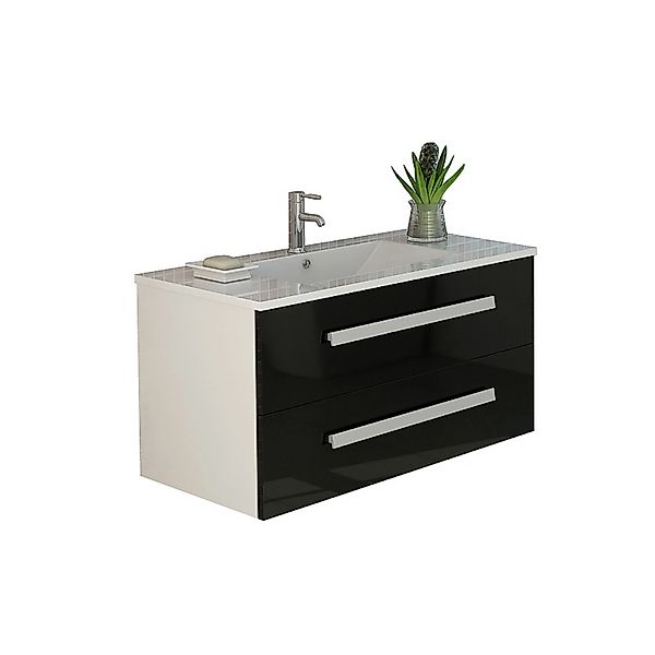 Jet-Line Badset Rapperswil 90cm Schwarz Hochglanz Waschbecken und Unterschr günstig online kaufen