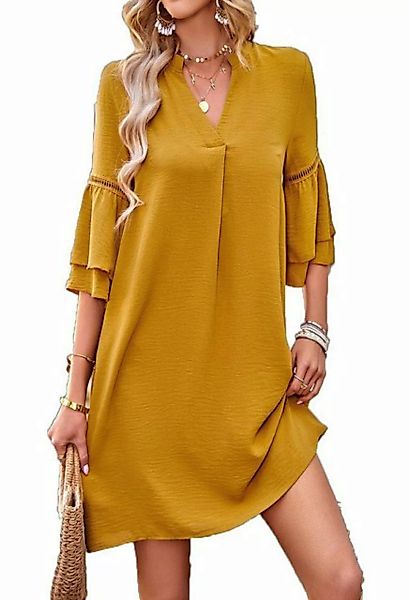AFAZ New Trading UG Sommerkleid Damen Einfarbige Freizeitkleid Kleid mit V- günstig online kaufen