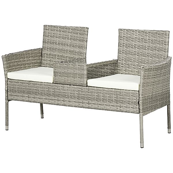 Outsunny Gartenbank für 2 Personen mit zentralem Kaffeetisch, Gartensofa au günstig online kaufen