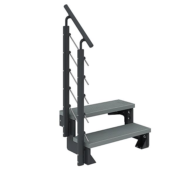 Dolle Außentreppe Gardentop Anthrazit 2 Stufen 100 cm Grau inkl. Geländer günstig online kaufen