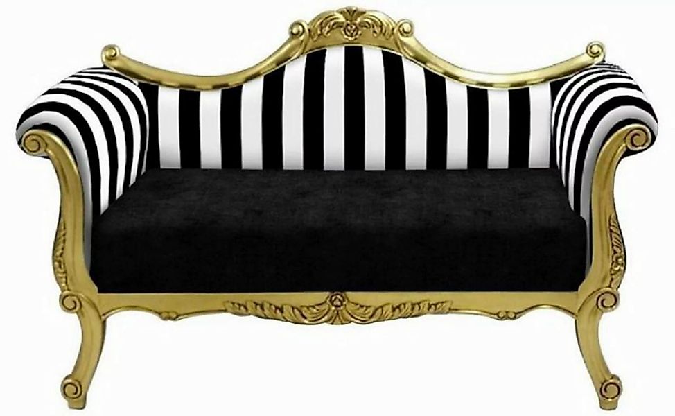 Casa Padrino Sofa Barock Sofa mit Streifen Schwarz / Weiß / Gold - Handgefe günstig online kaufen