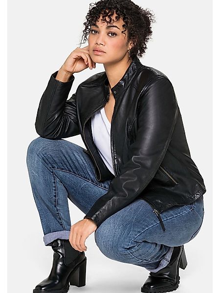 Sheego Lederjacke Große Größen aus Lammnappa, günstig online kaufen