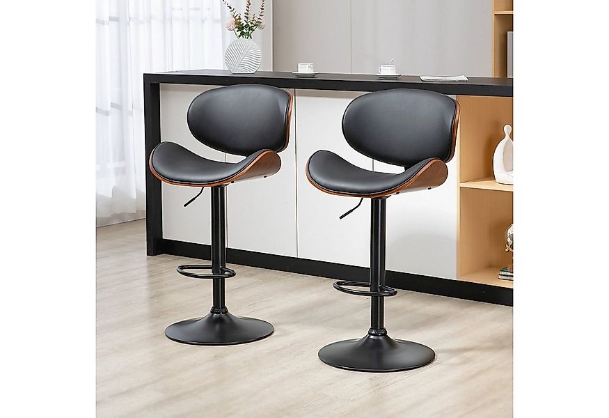 HOMCOM Barhocker Höhenverstellbarer Drehstuhl mit Fußstützen (Küchenhocker, günstig online kaufen